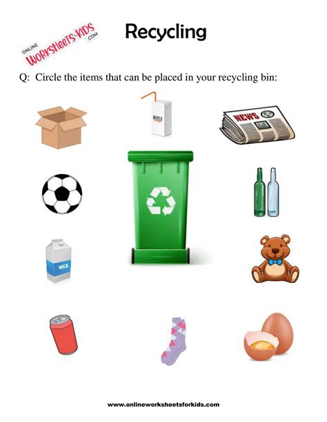 reduce reuse recycle worksheet grade 1